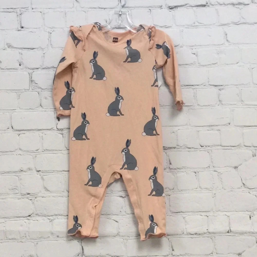 New Without Tags Tea Collection Long Sleeve Rabbit Romper size 6-9M